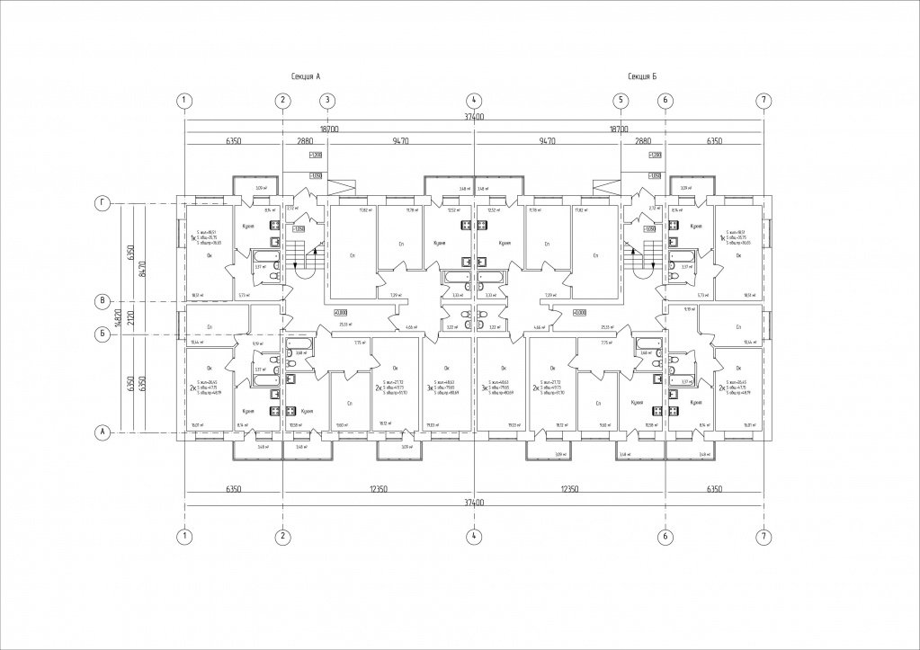 План первого этажа многоквартирный жилой дом трехэтажный МКД 3.3.1