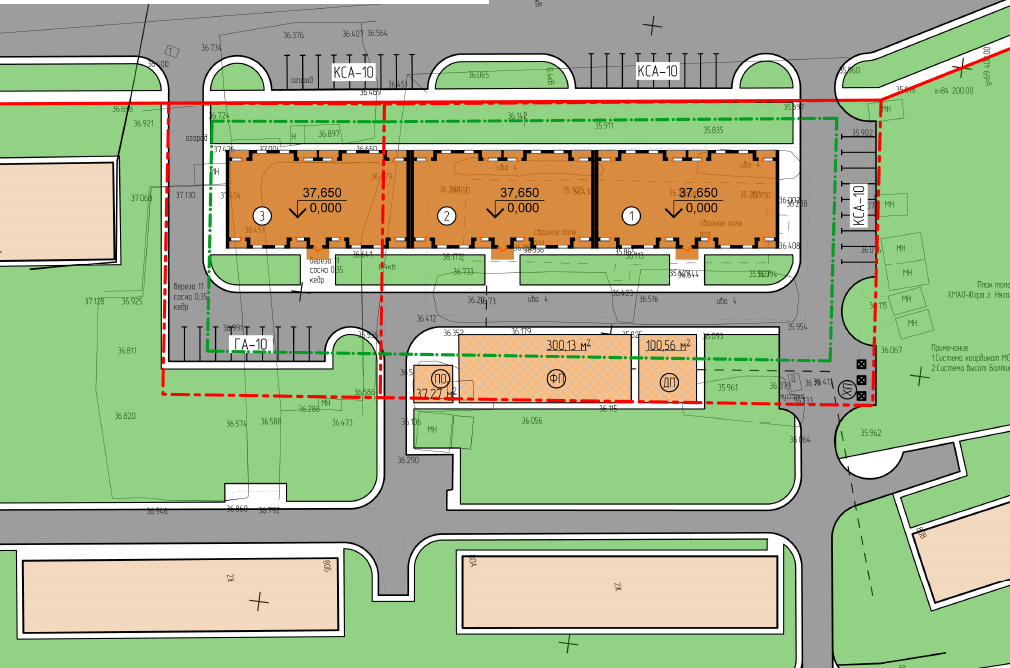 Схема размещения блок-секций многоквартирного трехэтажного жилого дома на земельном участке проект 4.1
