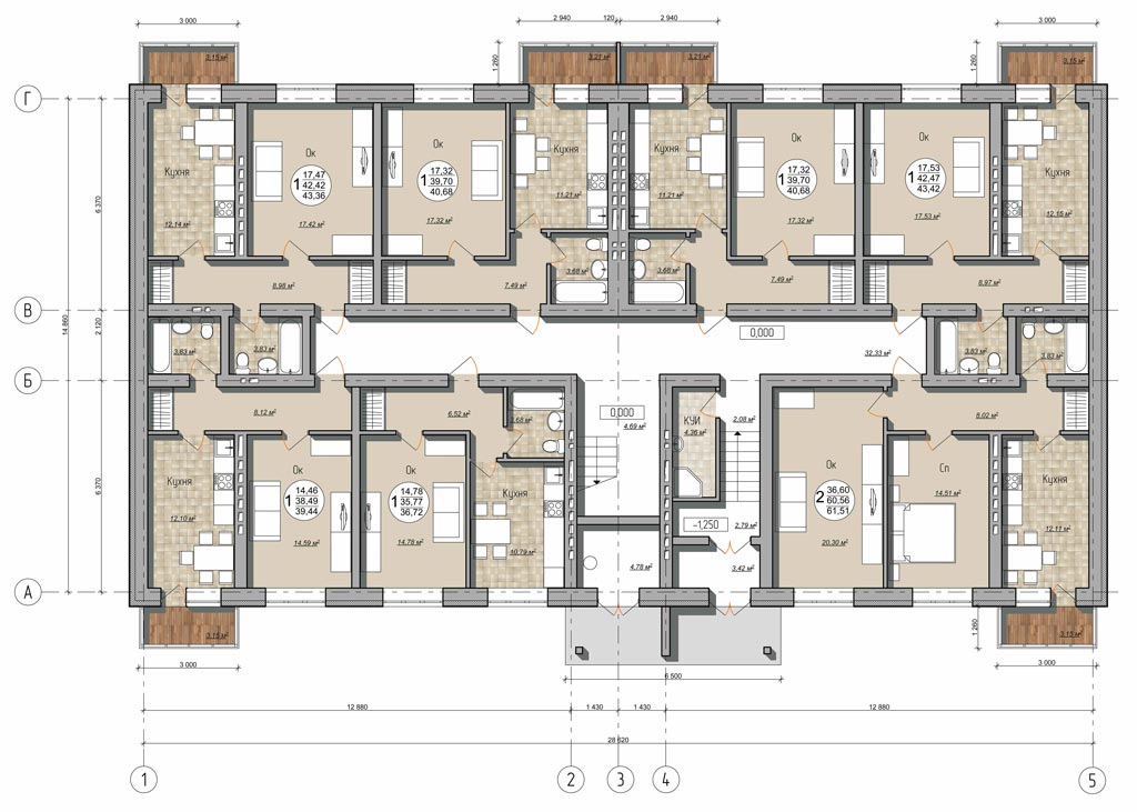 план первого этажа многоквартирного жилого дома