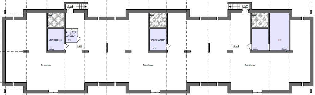 План технического этажа многоквартирного трехэтажного жилого дома повторного применения МКД 3.6