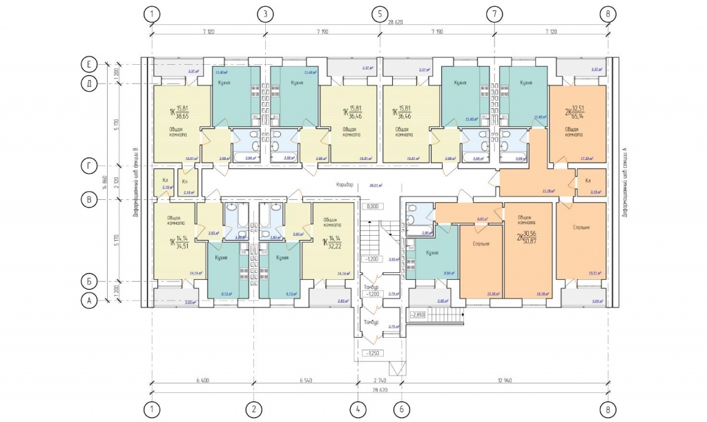 план первого этажа типовой проект 4 этажного многоквартирного жилого дома